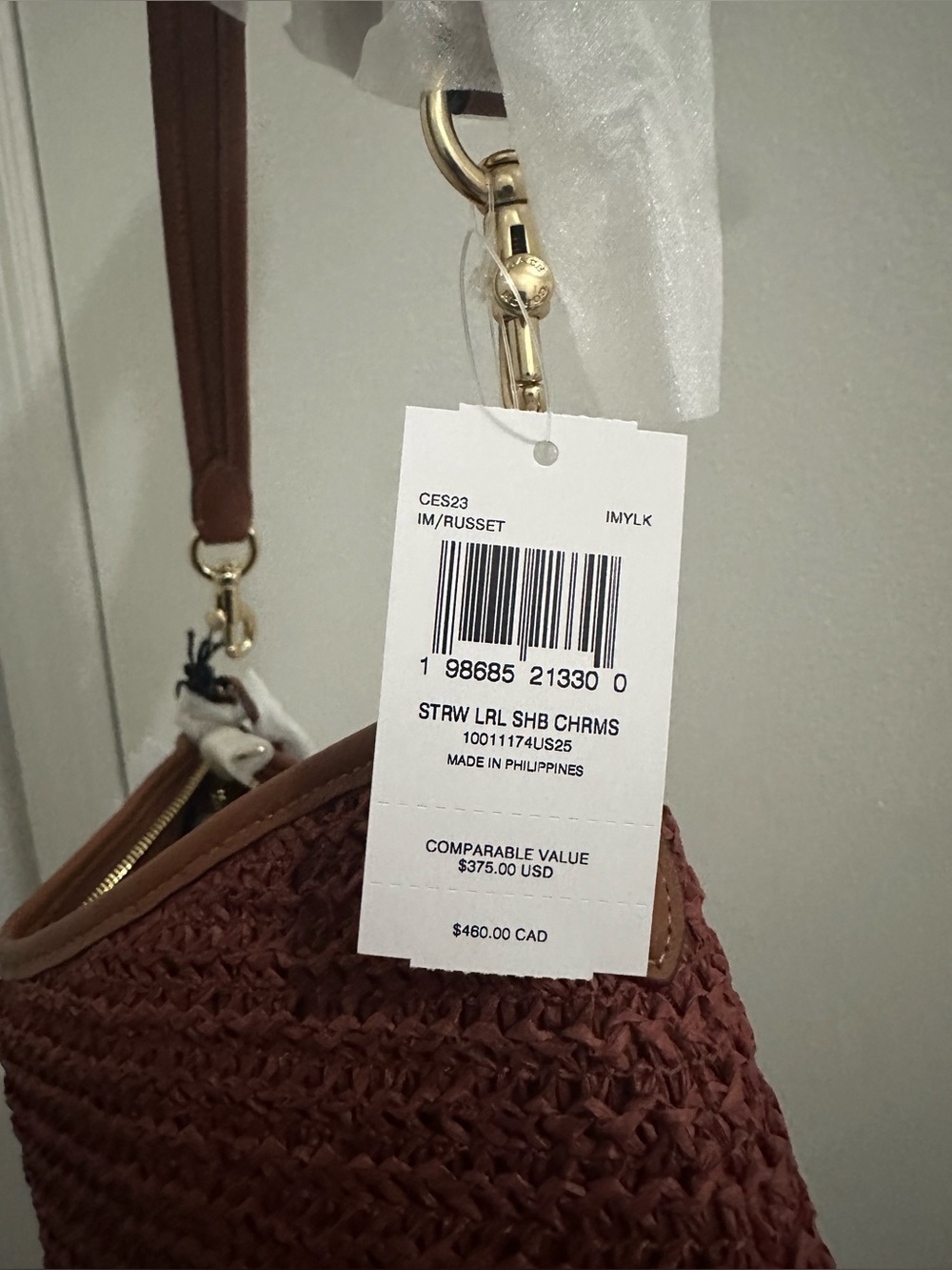 NWT Coach Laurel Shoulder Bag With Charms CES23 Straw/Gold/Russet - Picture 11 of 14